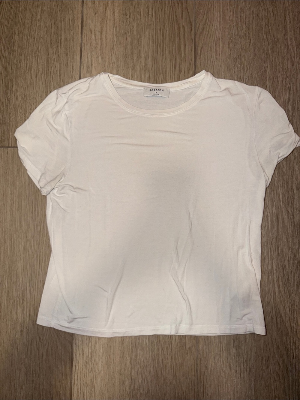 Babaton White Short Sleeve Crewneck Tee